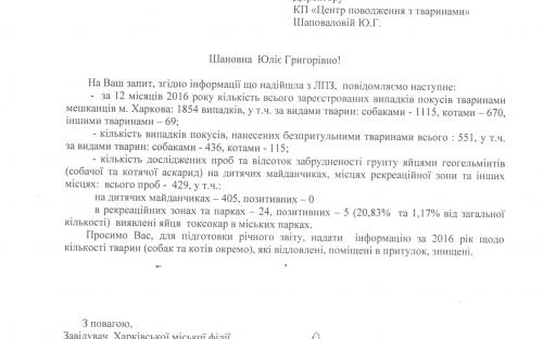 М. Суркова озвучила не правдивую информацию о случаях покусов харьковчан животными